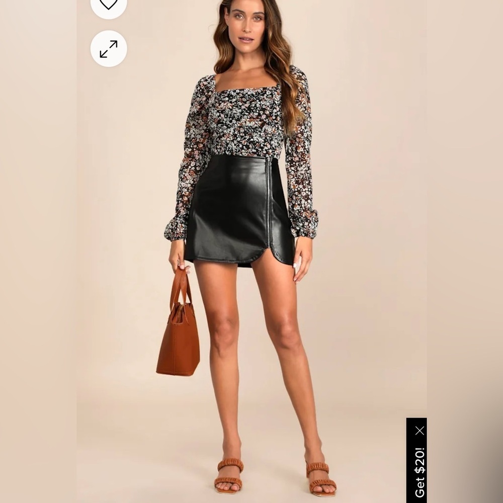 NWT Lulus Meant to Stand Out Black Vegan Leather Zip-Front Mini Skirt - Picture 3 of 9